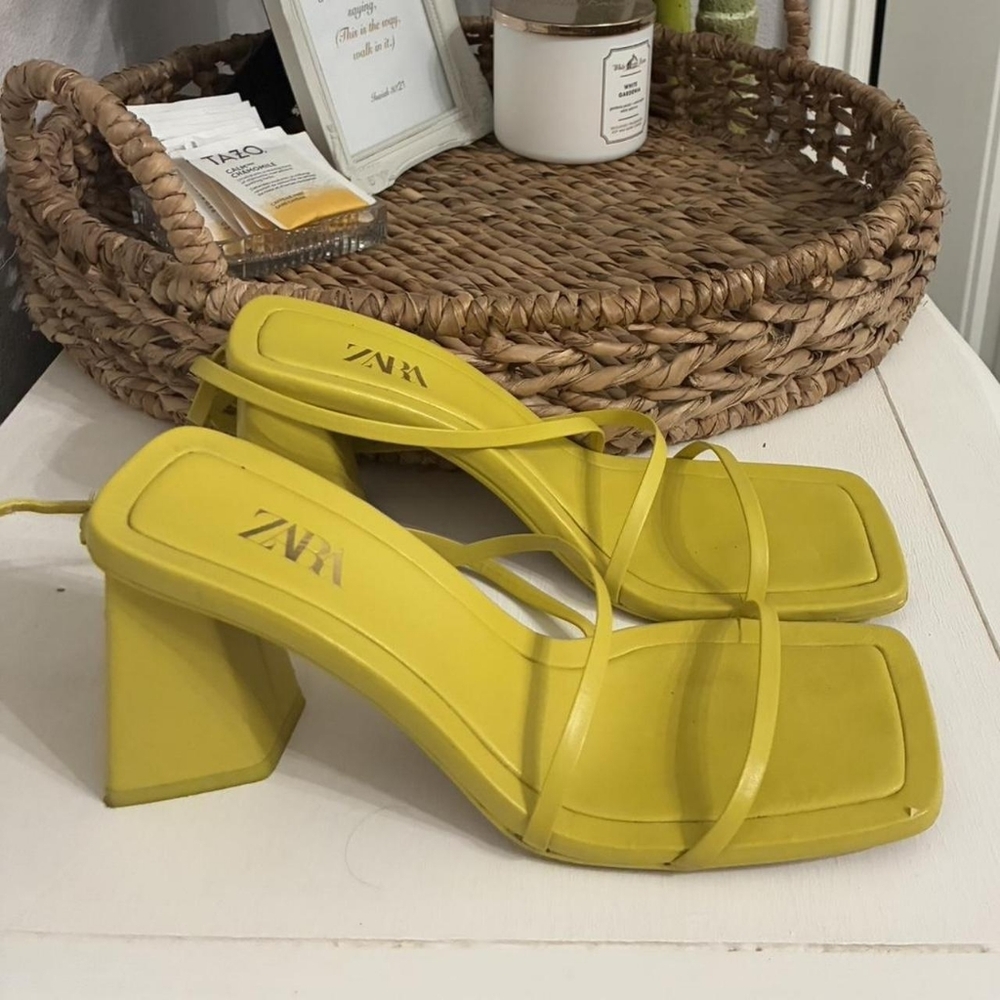 Zara Yellow and Green Strappy Heels